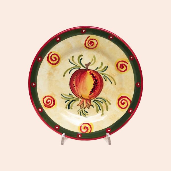 SET OF FRUIT OR DESSERT PLATES OF CM. 22 DIAMETER; DESIGN: MELAGRANA (POMEGRANATE)